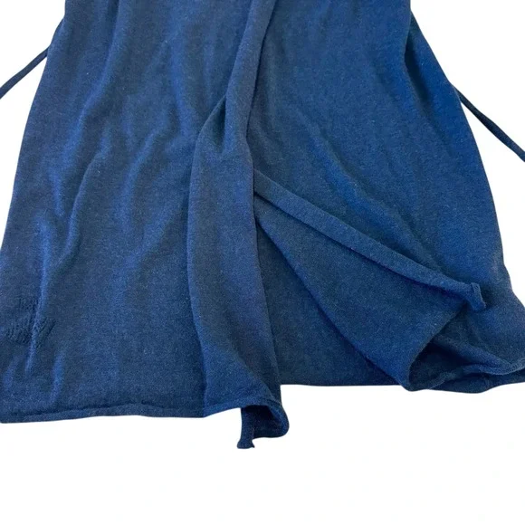 ZADIG & VOLTAIRE Rona Cp Cardigan Blue Cashmere Shawl Collar Tie Waist Long, S - Picture 13 of 14